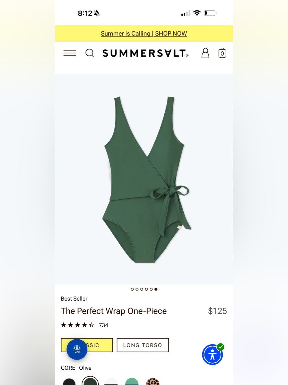 SUMMERSALT The Perfect Wrap One-Piece Swimsuit Olive Size 16